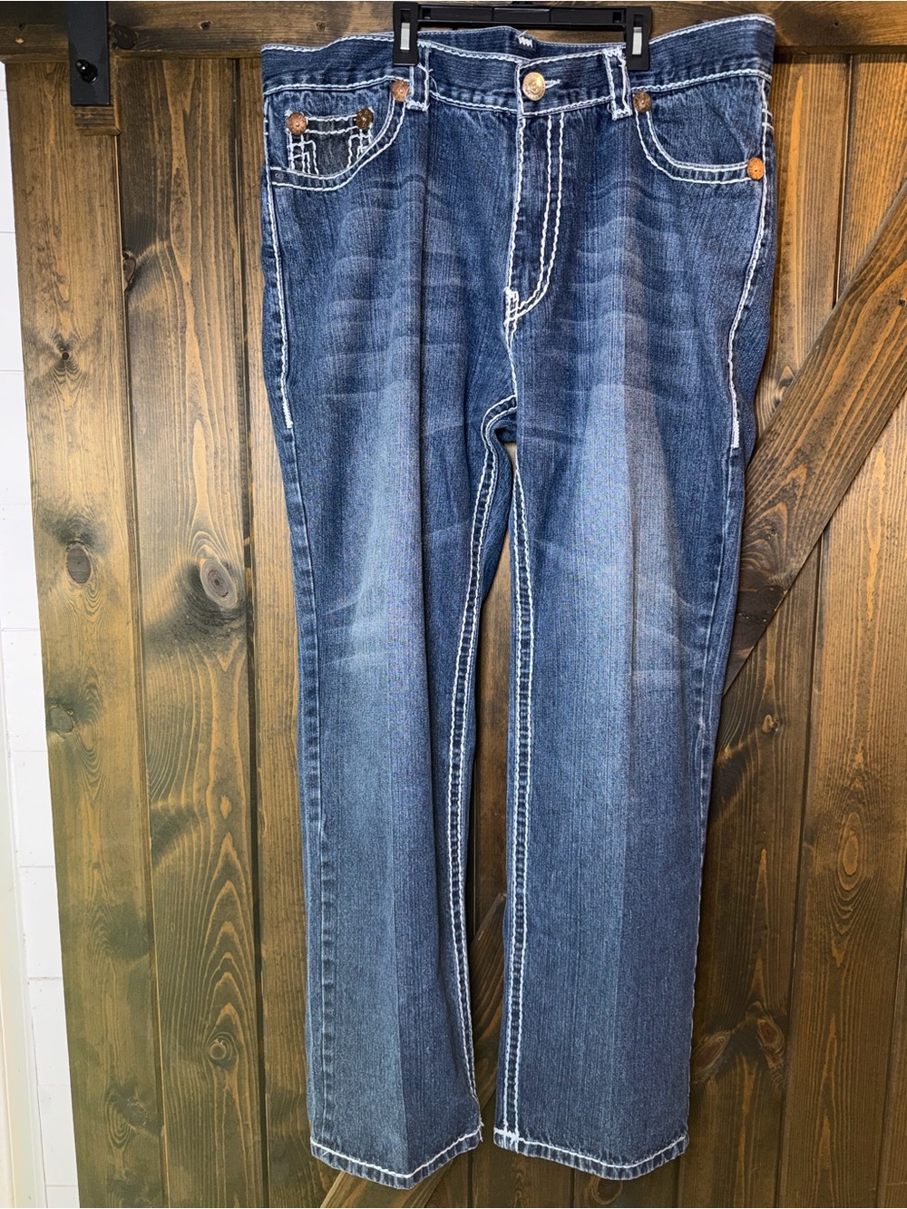 True Religion Ricky Jeans Mens 42x34 Relaxed Straight Stretch Denim Pants - Picture 2 of 8
